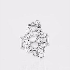 ❣️White rhinestones and moonstone silver ring❣️*